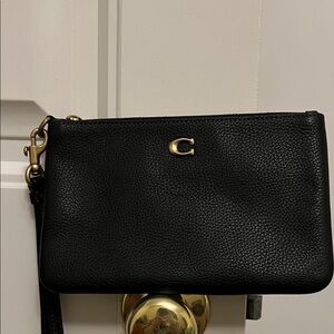 Black Leather Wristlet